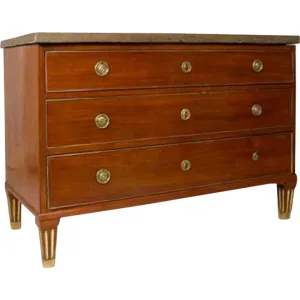 Swedish Gustavian Oland Limestone Top Mahogany Commode