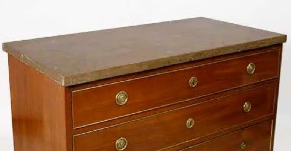 Swedish Gustavian Oland Limestone Top Mahogany Commode