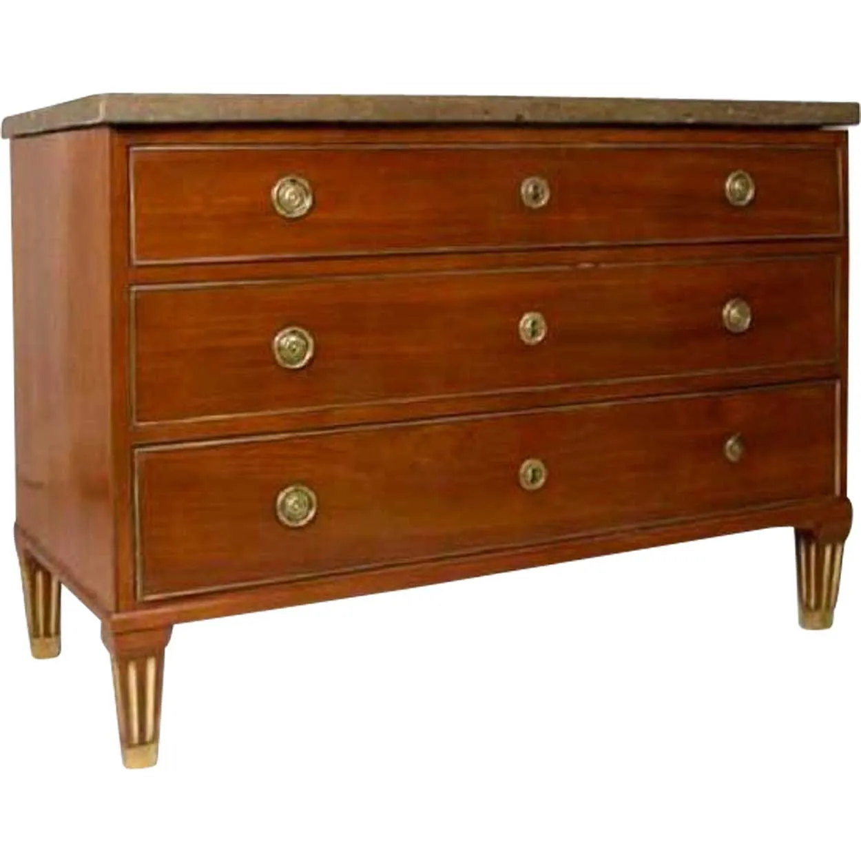 Swedish Gustavian Oland Limestone Top Mahogany Commode