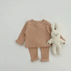 Tan Lightweight Ribbed Loungewear Set