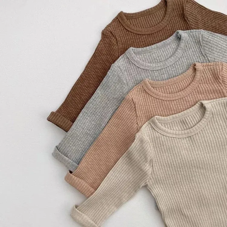 Tan Lightweight Ribbed Loungewear Set
