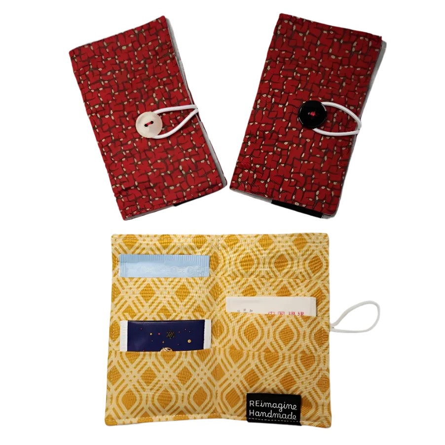 Tea Wallet - Red and Gray Weave