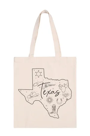 Texas Print Minimalist Fashion Tote Bag - Pack of 6