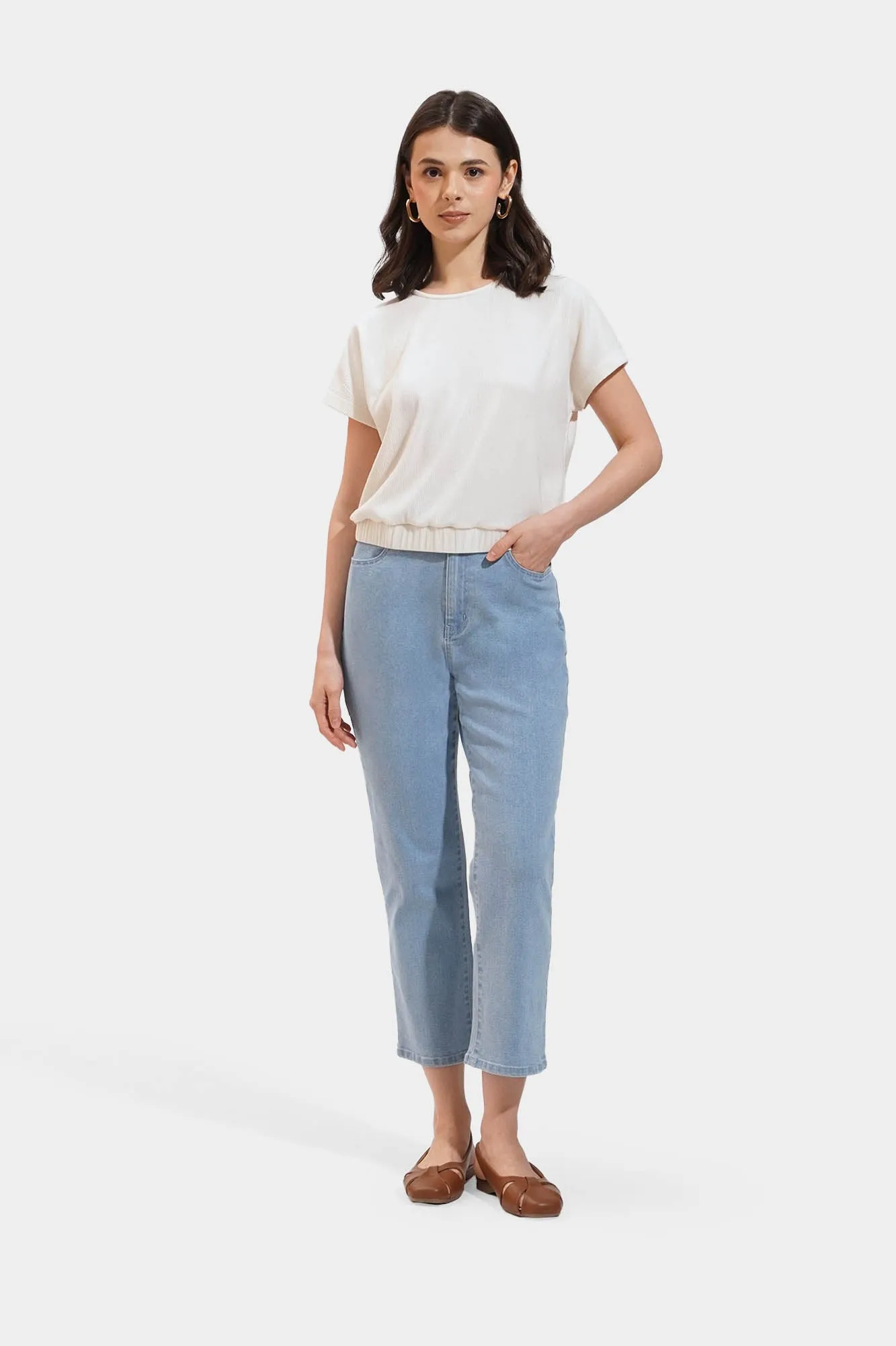 Textured Cropped Tee