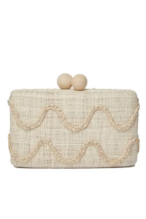 Thierra Embroidered Natural Straw Clutch