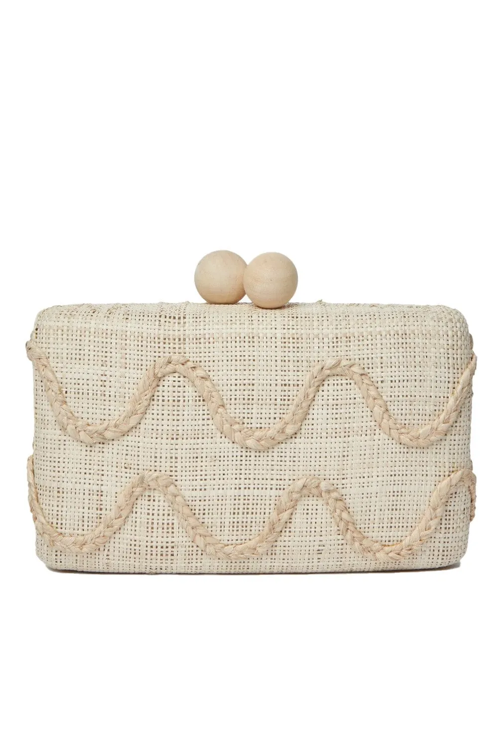 Thierra Embroidered Natural Straw Clutch