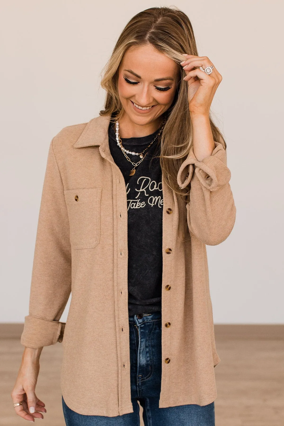 Thread & Supply Free Falling Lightweight Button Down Jacket- Coffee