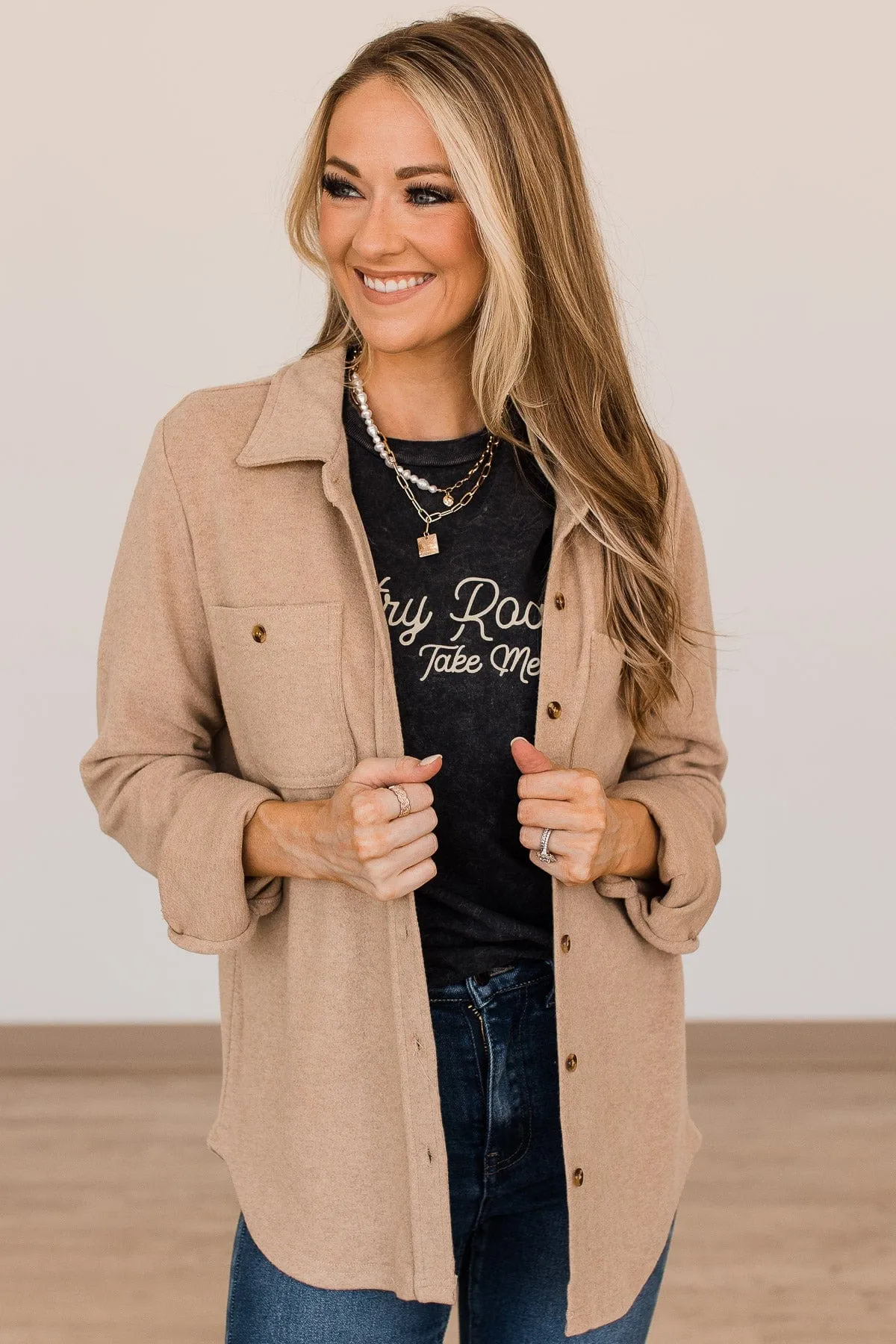 Thread & Supply Free Falling Lightweight Button Down Jacket- Coffee