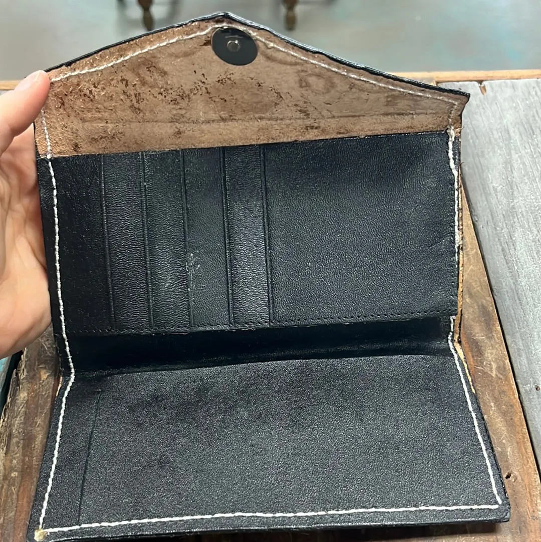 Tooled Leather Red Flower Wallet