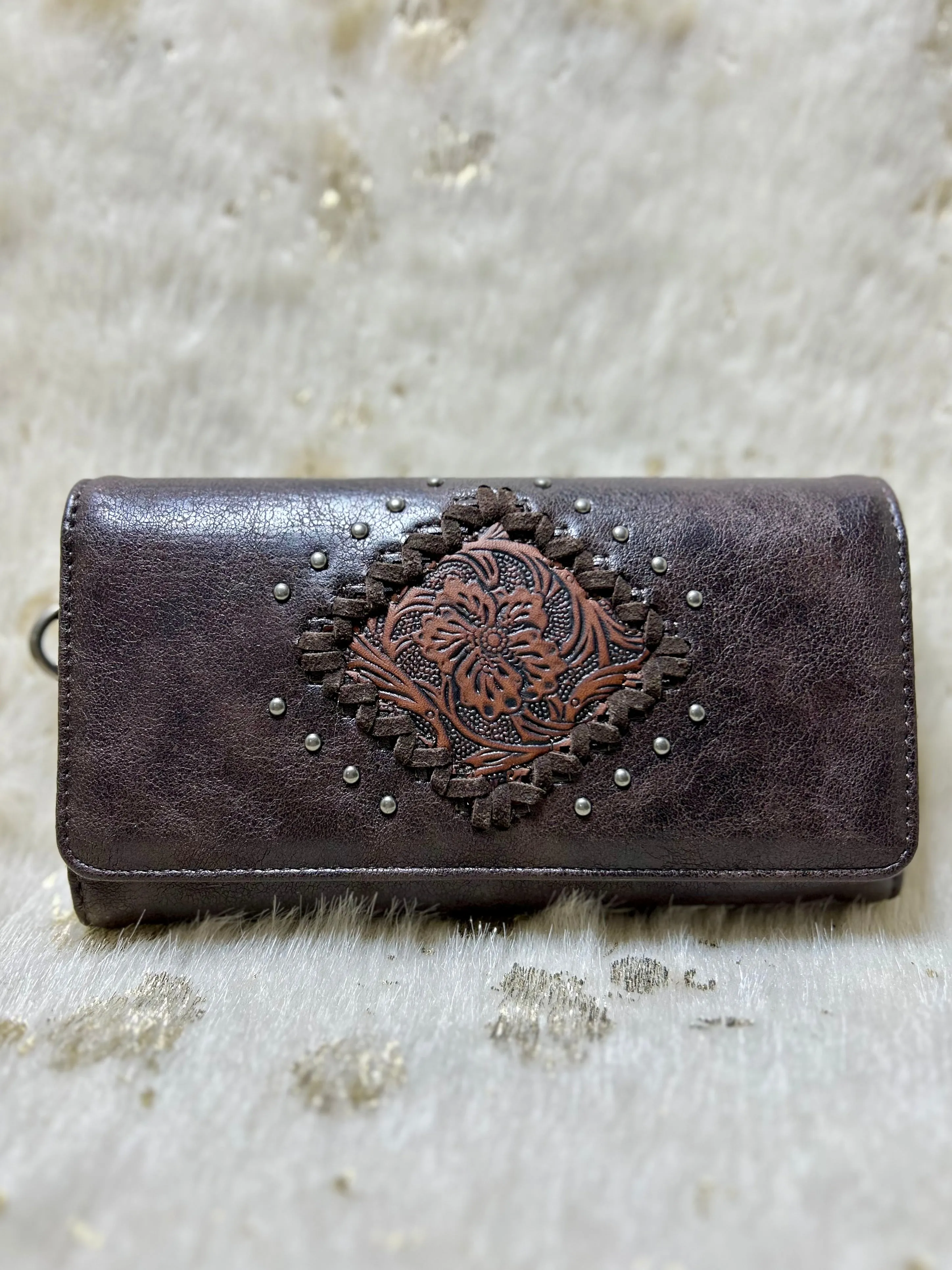 Tooled Studded Wristlet