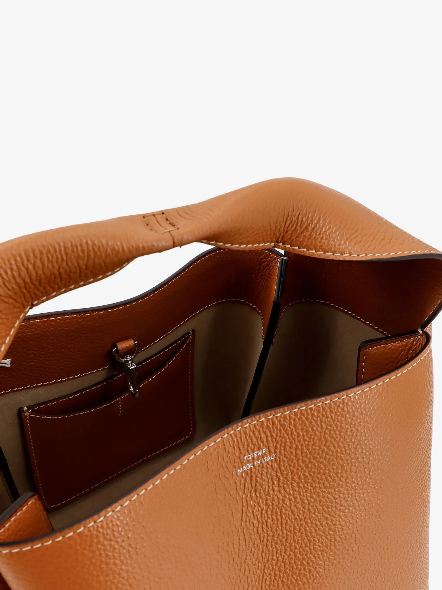 Toteme Leather Bucket Bag With Contrasting Stitching