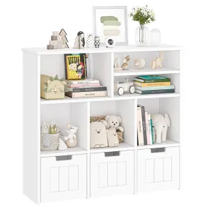 Toy Storage Organizerwith Hidden Wheels Kids Bookshelf Floor Cabinet 3