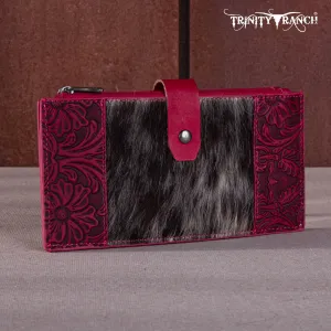 TR164-W044  Trinity Ranch Genuine Hair-On Cowhide Tooled Bi-Fold Wallet/Card Organizer