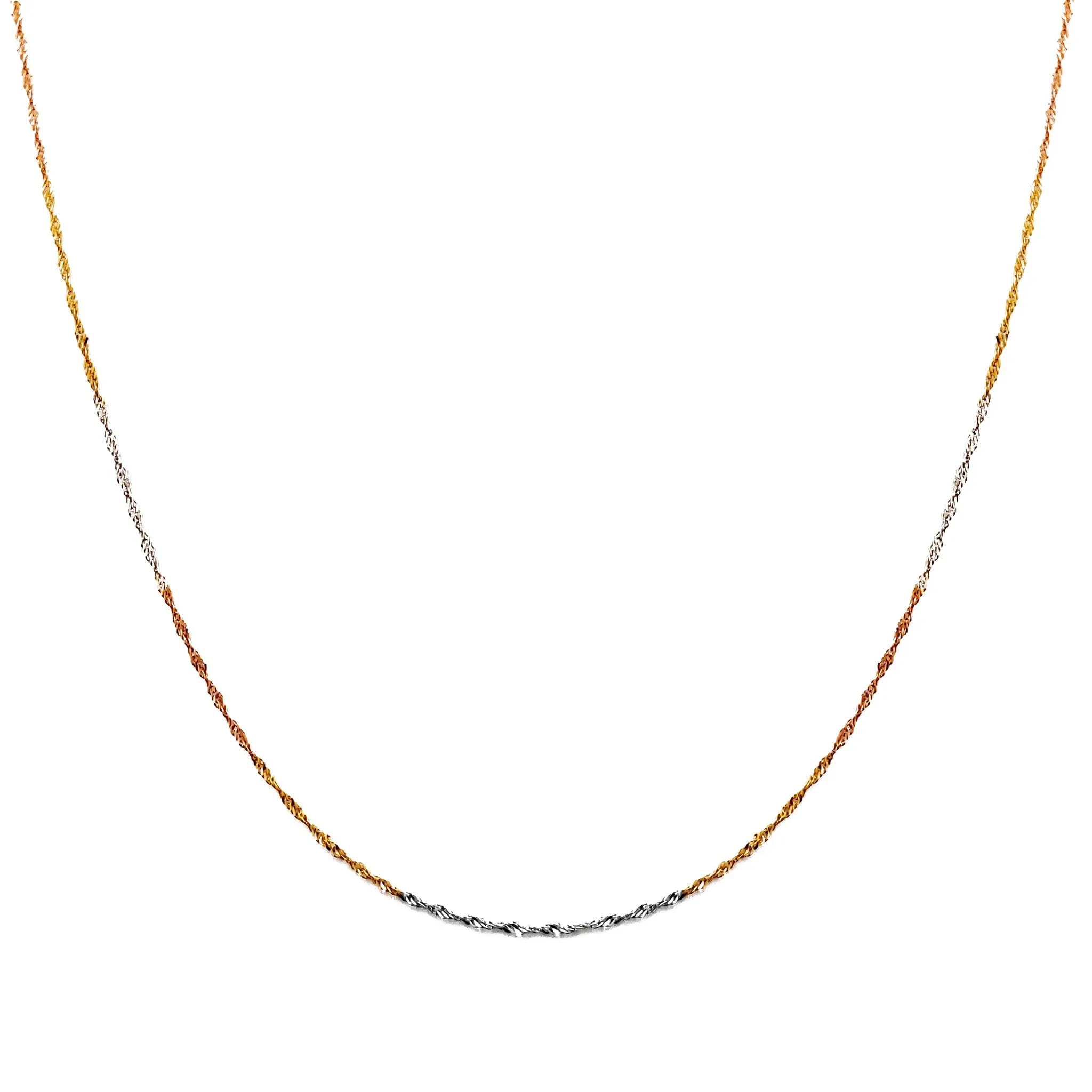 Tri-Tone Lightweight Singapore Chain (14K)