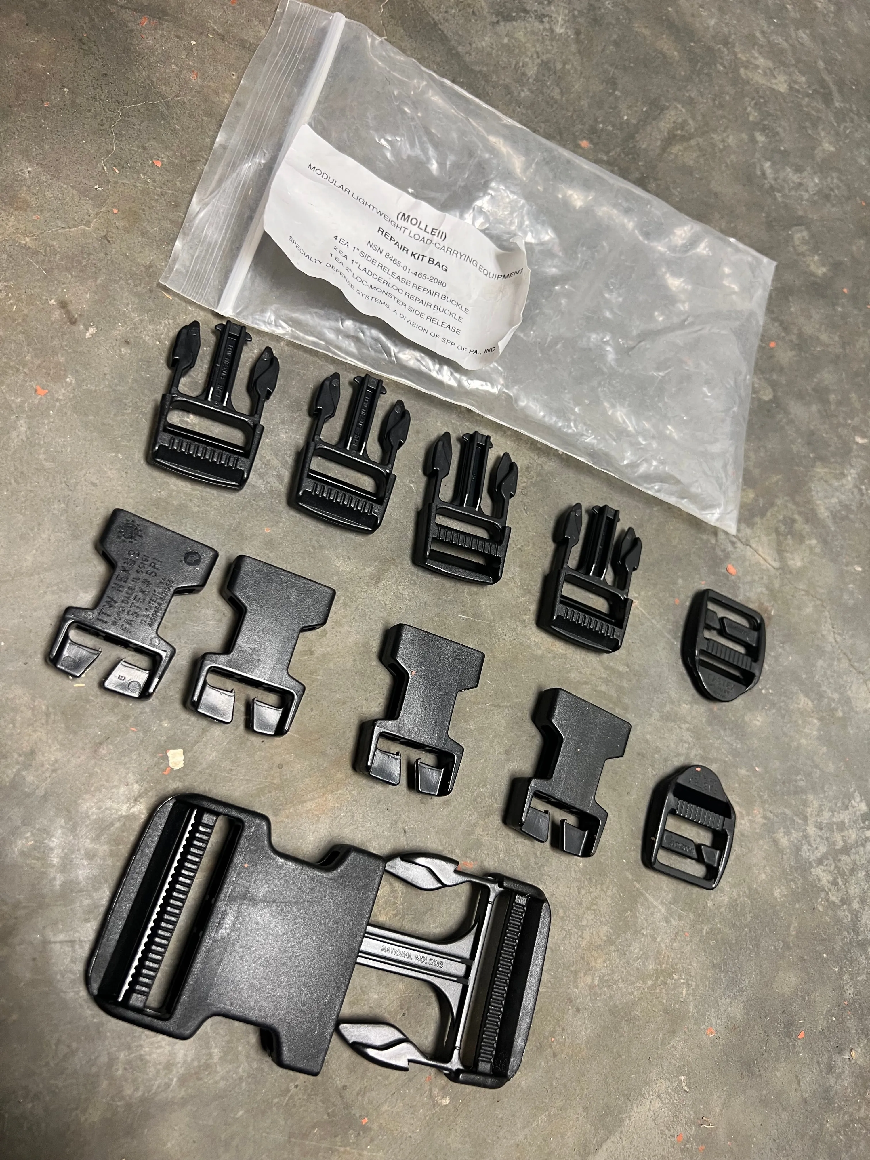 USGI MOLLE-ii Rucksack Buckle Repair Kit - Black
