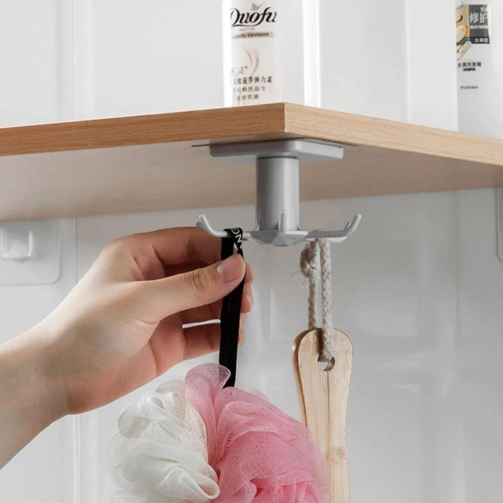 Utensil Holder Hanging Rack 6-Hooks - Under Shelf & Cabinet Kitchen Organizer