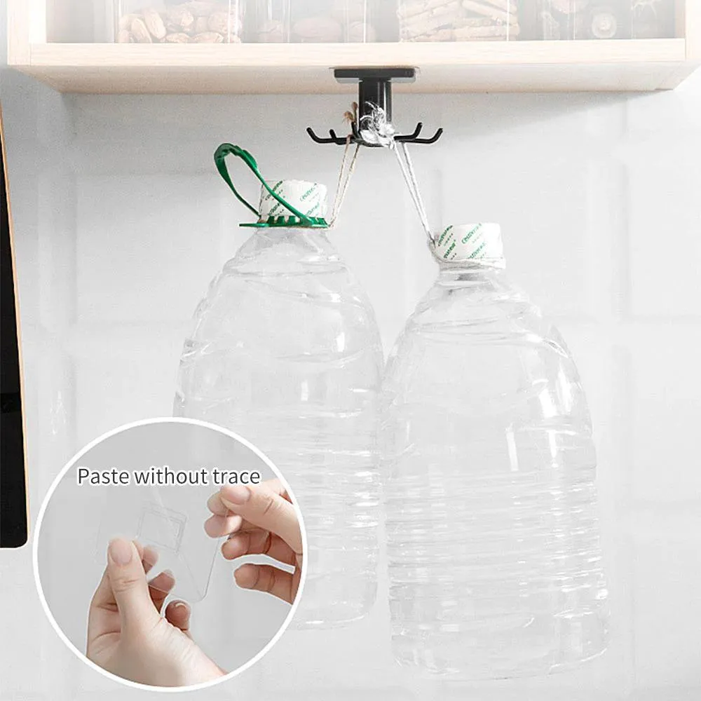 Utensil Holder Hanging Rack 6-Hooks - Under Shelf & Cabinet Kitchen Organizer