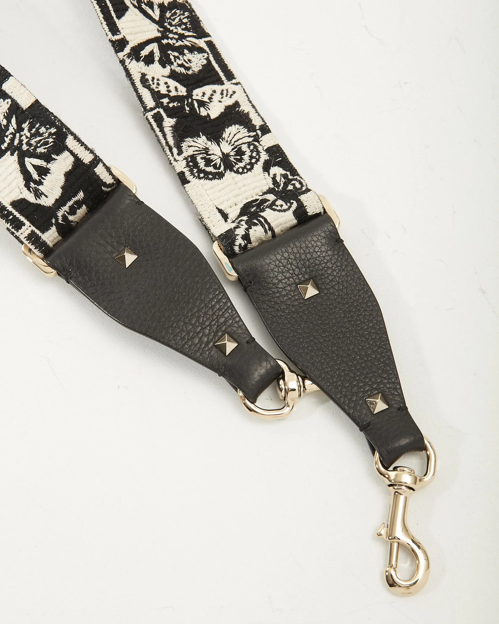 Valentino Black and White Canvas Butterfly Guitar Shoulder Strap