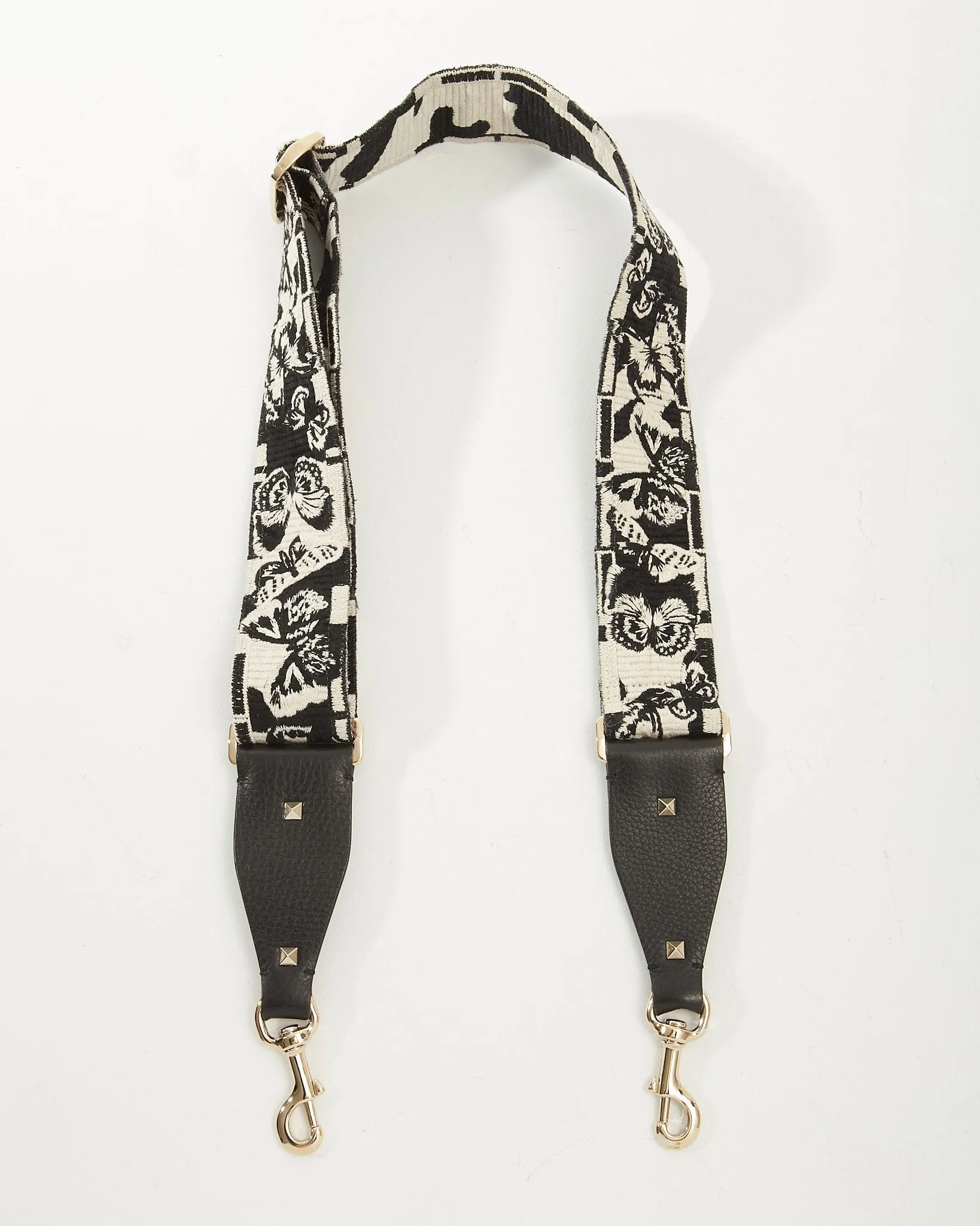 Valentino Black and White Canvas Butterfly Guitar Shoulder Strap