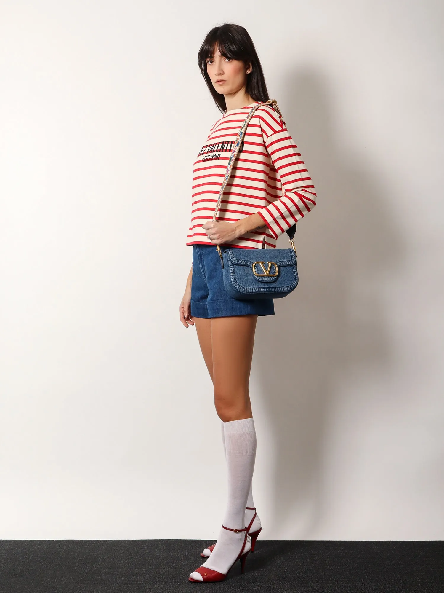 Valentino Garavani Alltime Valentino Garavani Denim Shoulder Bag