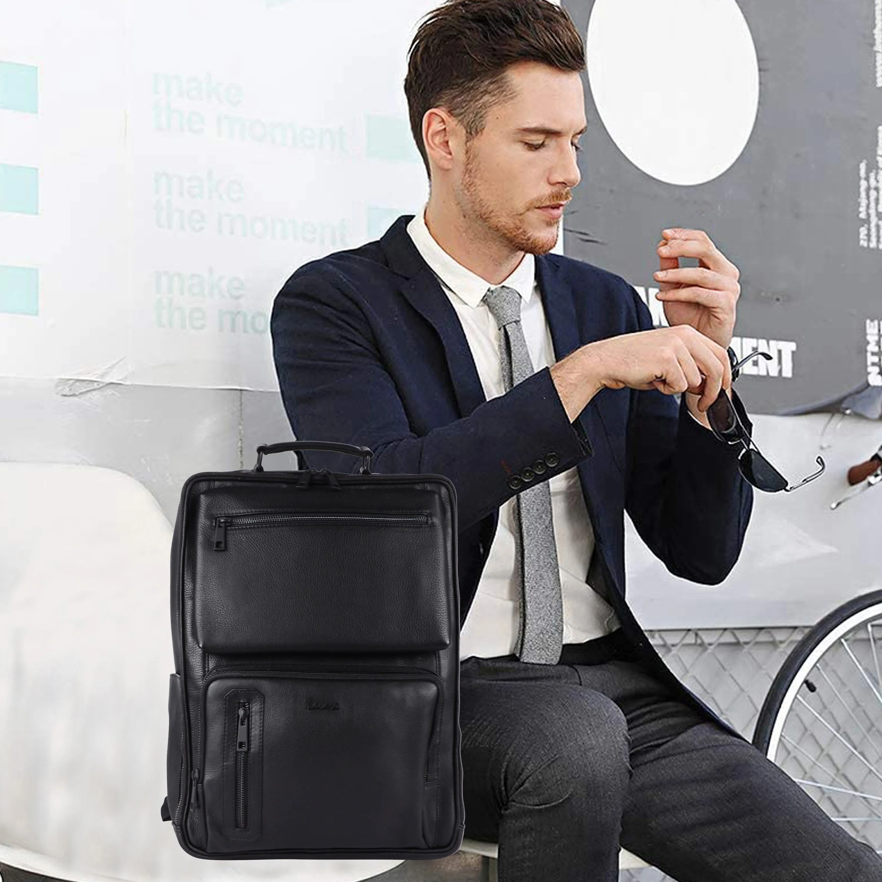Venture Premium Leather Backpack #2832