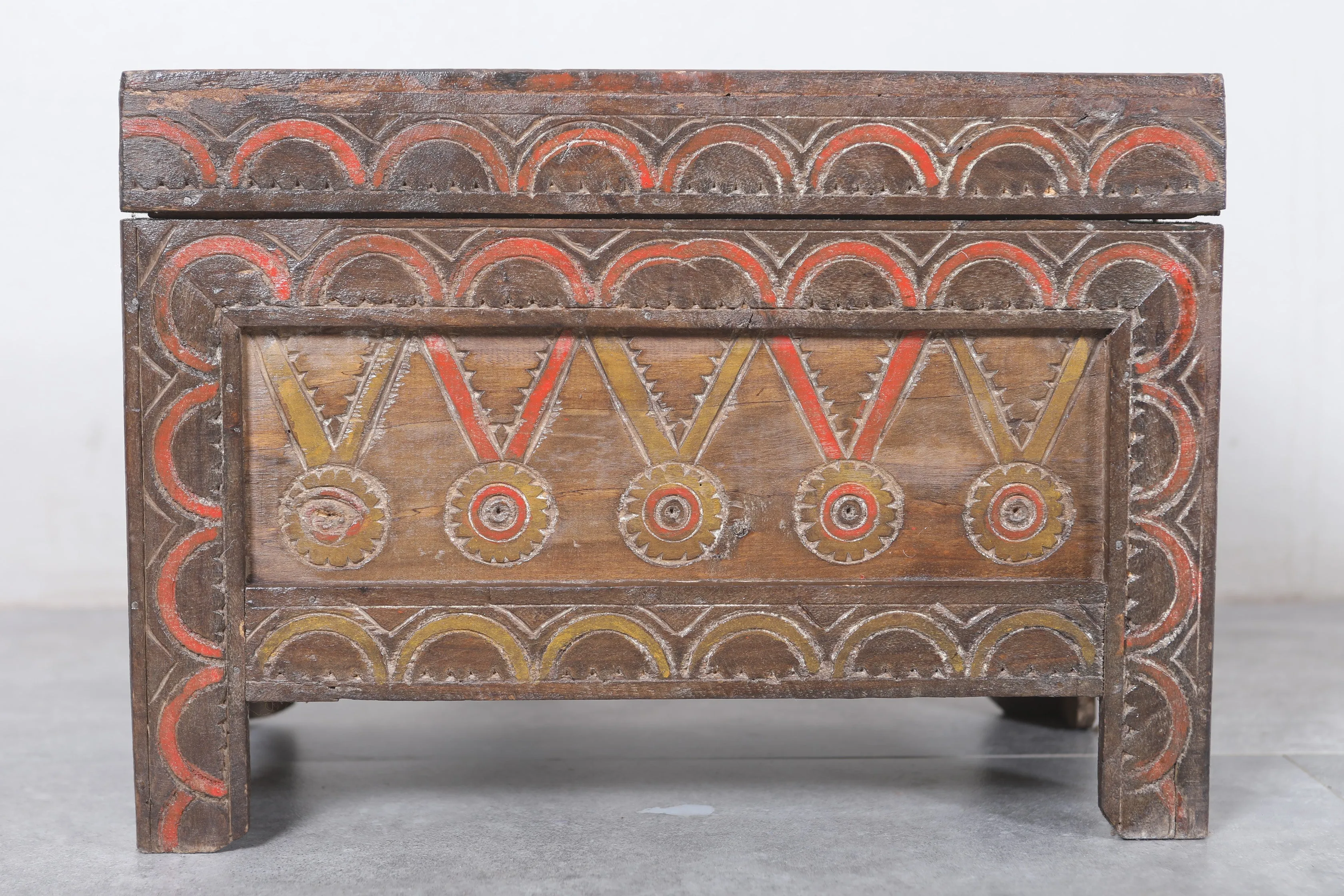 Vintage Moroccan chest  H 13.7 INCHES X W 19.8 INCHES X D 11.4 INCHES