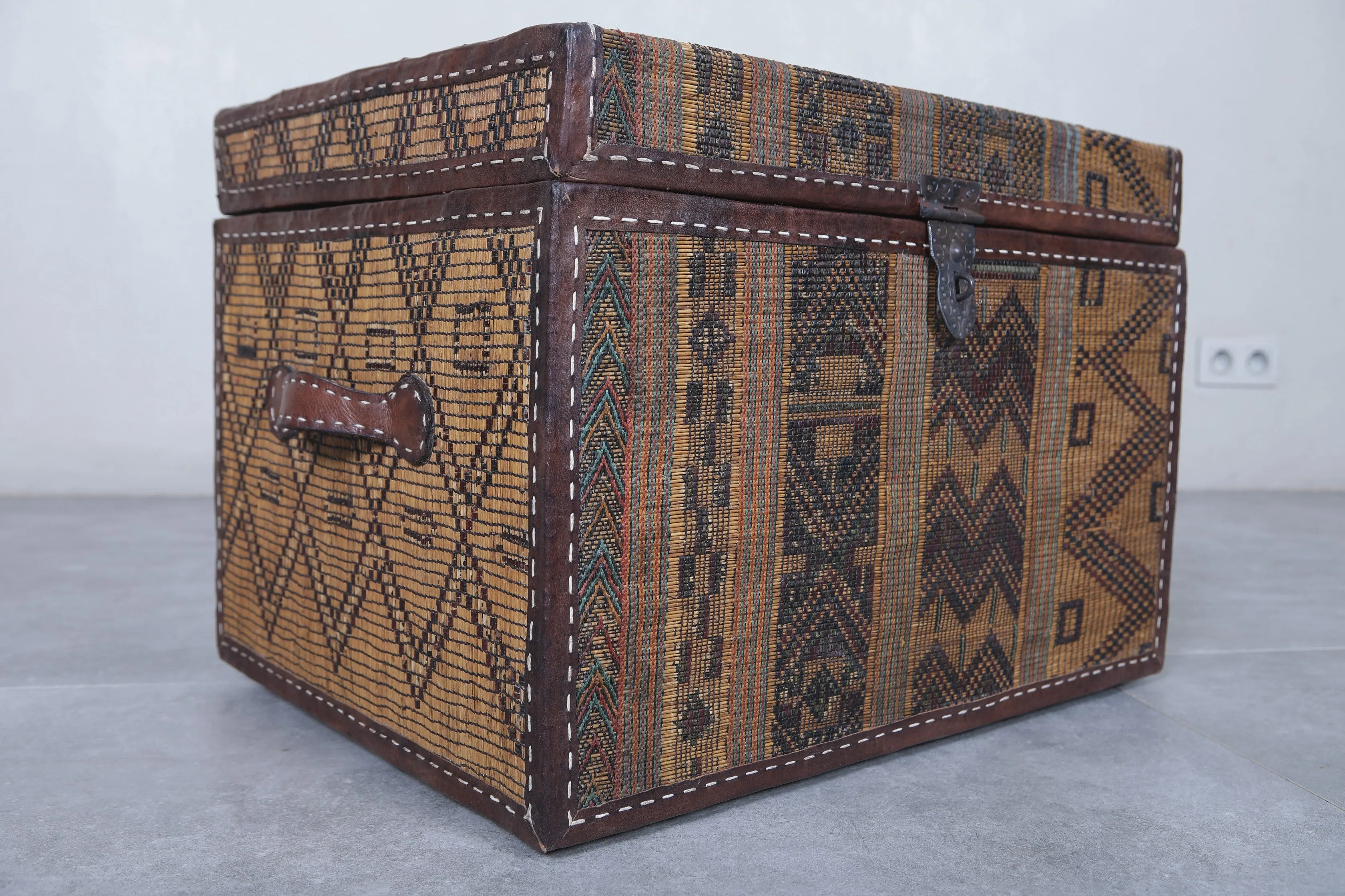 Vintage Moroccan chest  H 16.5 INCHES X W 23.6 INCHES X D 17.7 INCHES