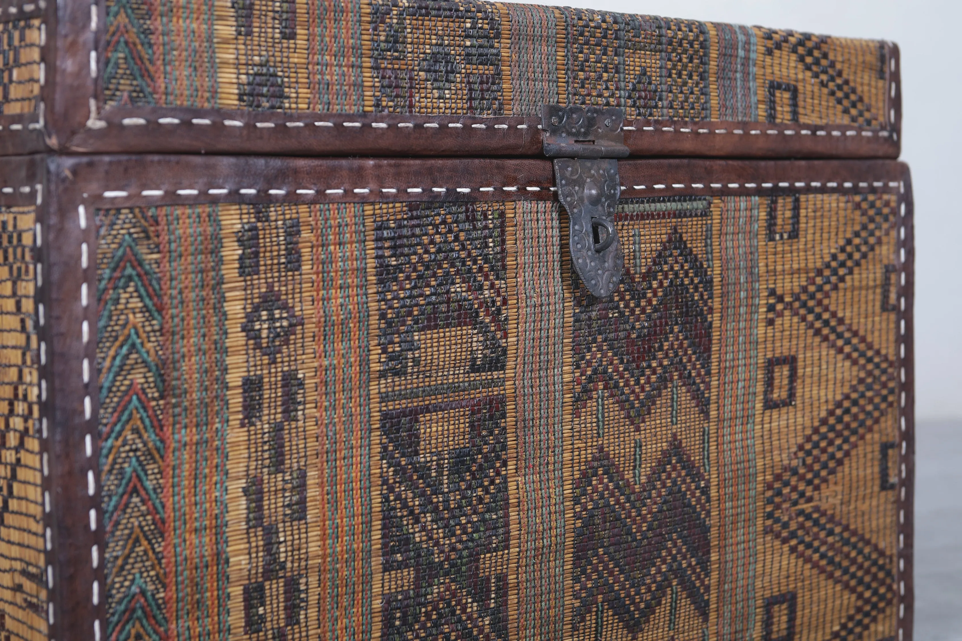 Vintage Moroccan chest  H 16.5 INCHES X W 23.6 INCHES X D 17.7 INCHES