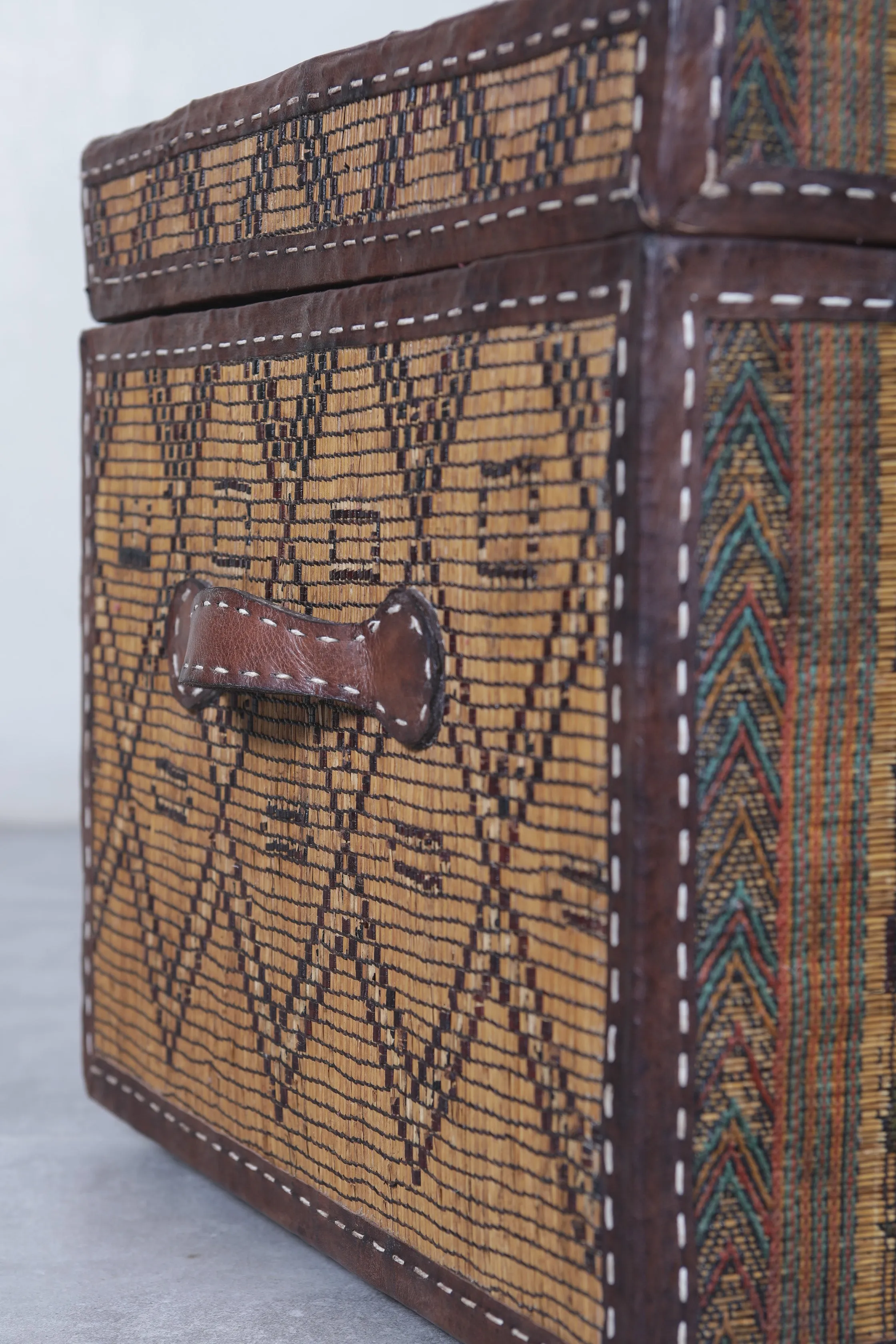 Vintage Moroccan chest  H 16.5 INCHES X W 23.6 INCHES X D 17.7 INCHES