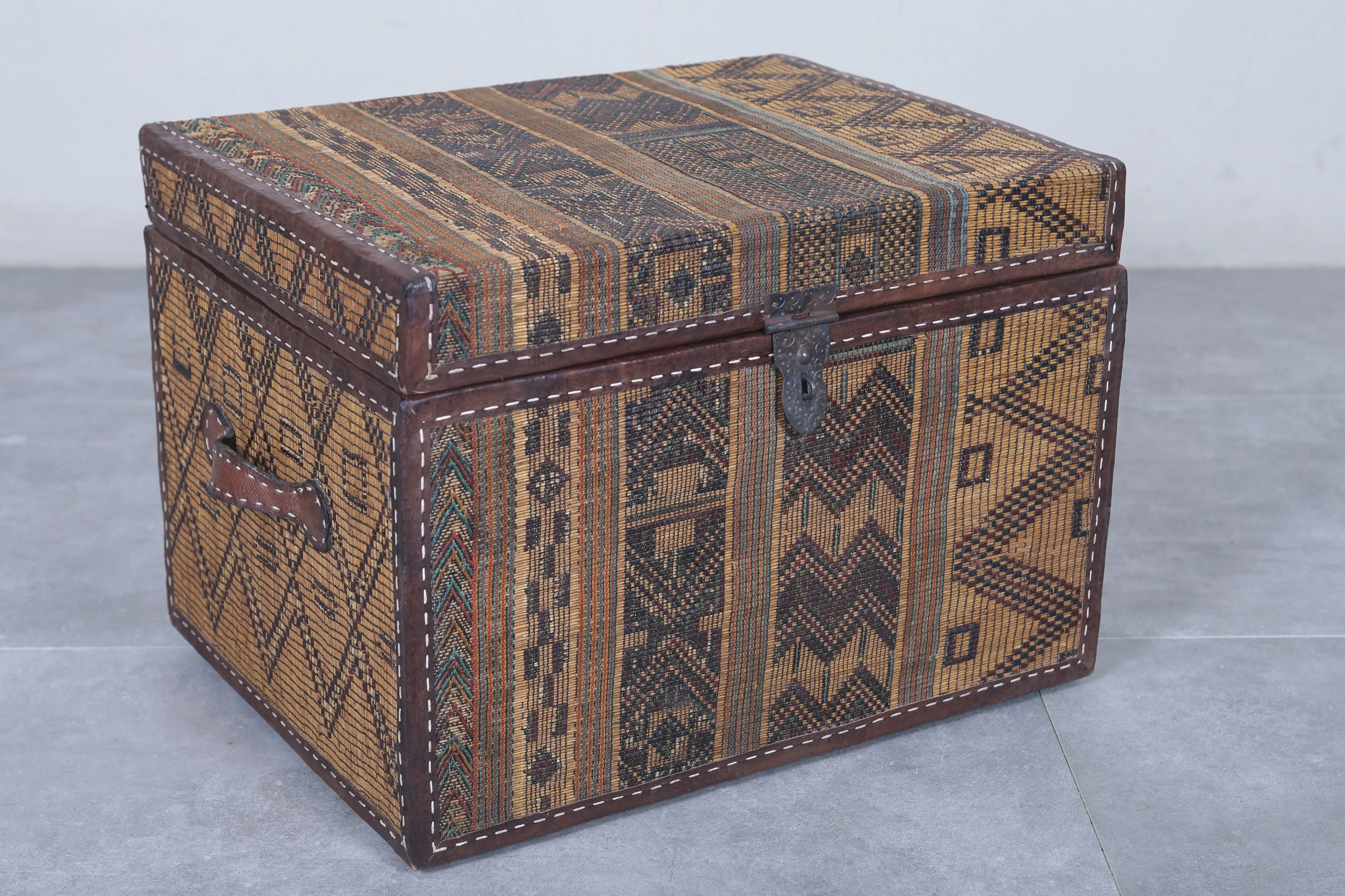 Vintage Moroccan chest  H 16.5 INCHES X W 23.6 INCHES X D 17.7 INCHES