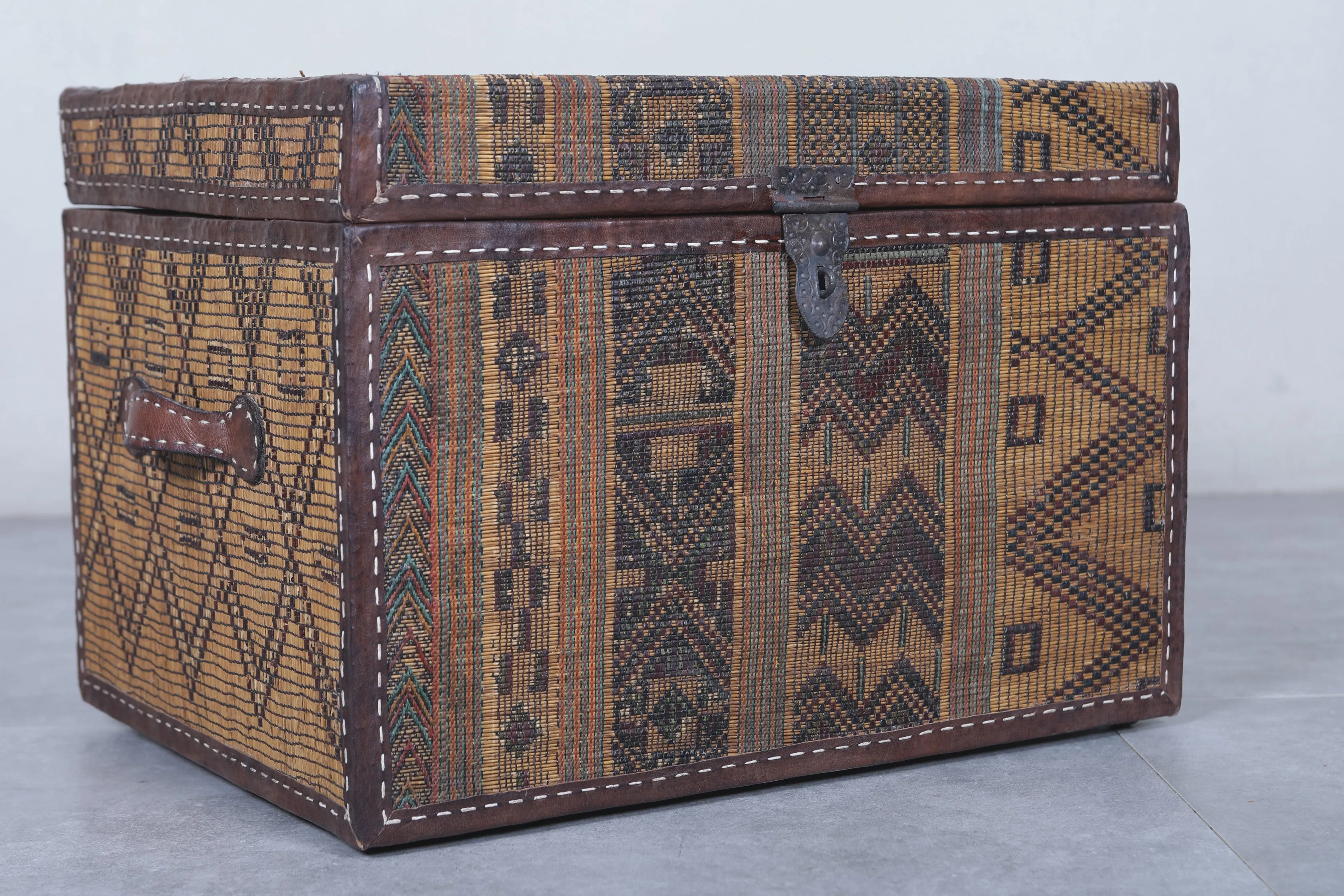 Vintage Moroccan chest  H 16.5 INCHES X W 23.6 INCHES X D 17.7 INCHES