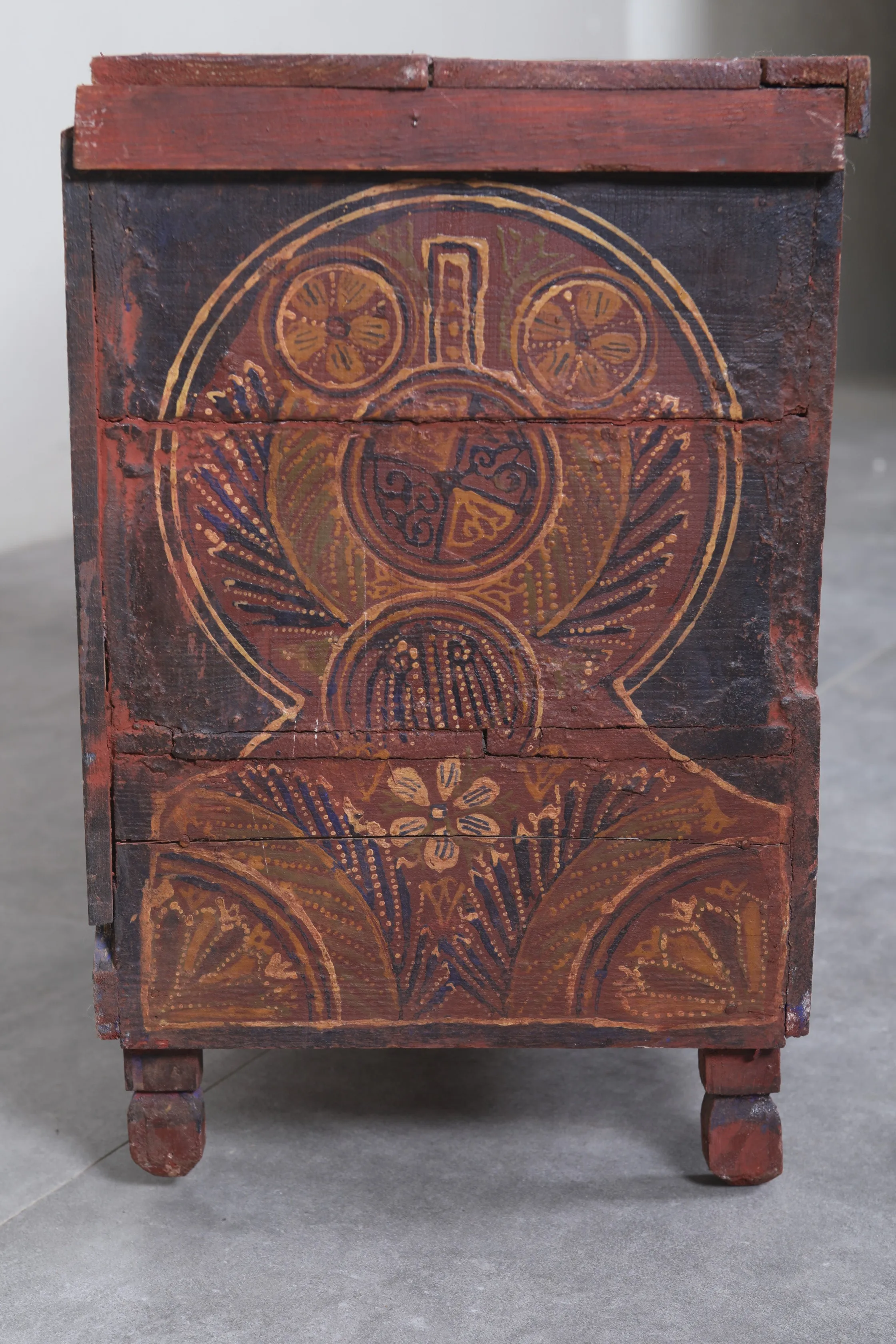 Vintage Moroccan chest  H 22  inches x W 51.1 inches x D 13.7 inches
