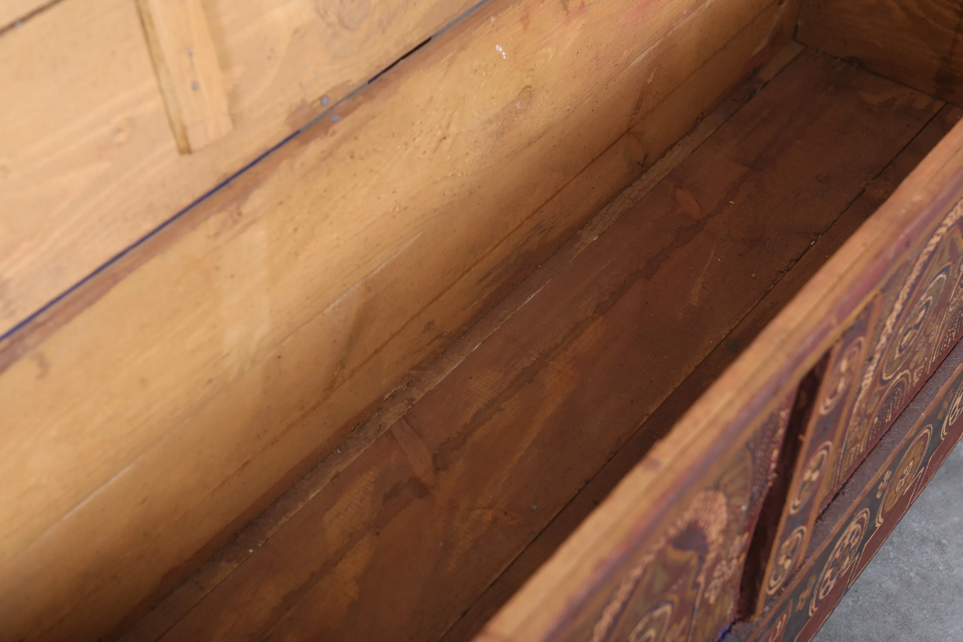 Vintage Moroccan chest  H 22  inches x W 51.1 inches x D 13.7 inches