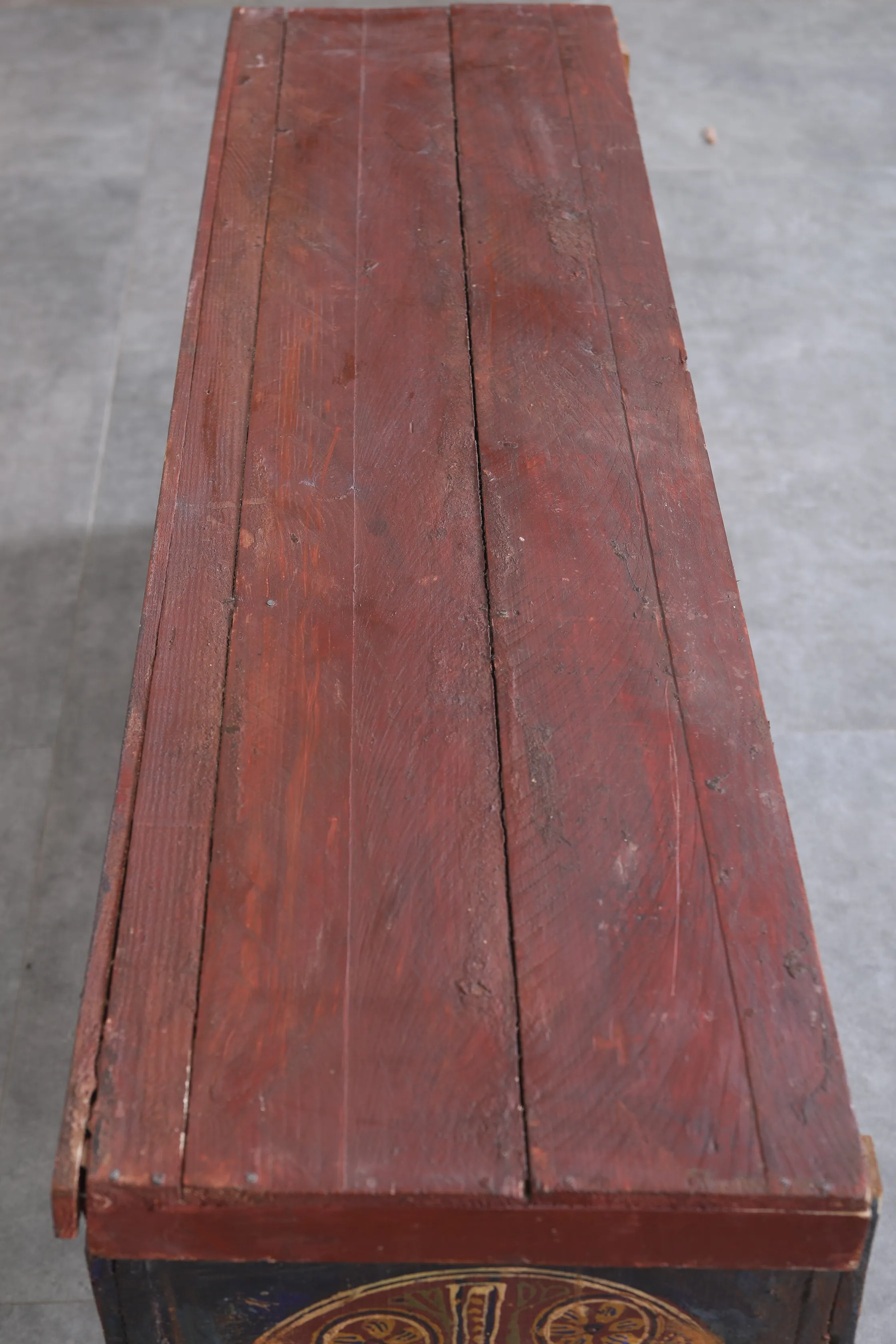 Vintage Moroccan chest  H 22  inches x W 51.1 inches x D 13.7 inches