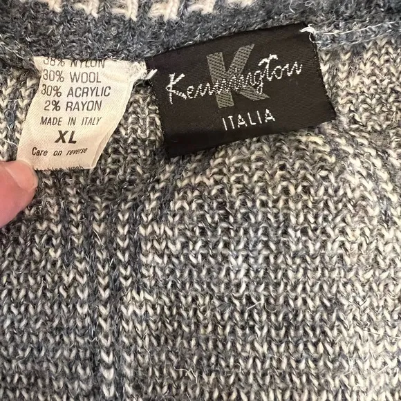 Vintage Patterned Cardigan, Kensington Brand, Made in Italy, V-Neck