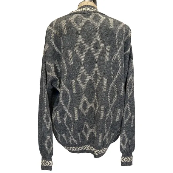 Vintage Patterned Cardigan, Kensington Brand, Made in Italy, V-Neck