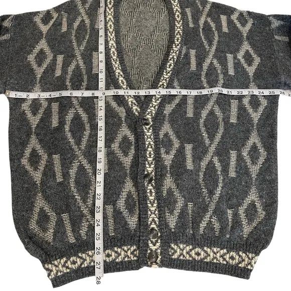 Vintage Patterned Cardigan, Kensington Brand, Made in Italy, V-Neck