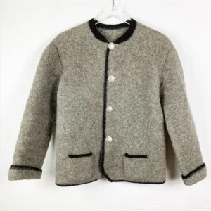 VINTAGE WOOL JACKET BLAZER WITH COIN BUTTONS GREY BLACK M