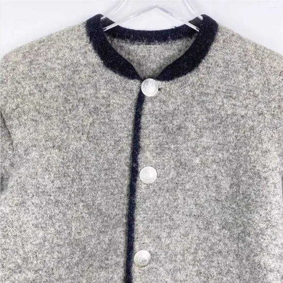 VINTAGE WOOL JACKET BLAZER WITH COIN BUTTONS GREY BLACK M