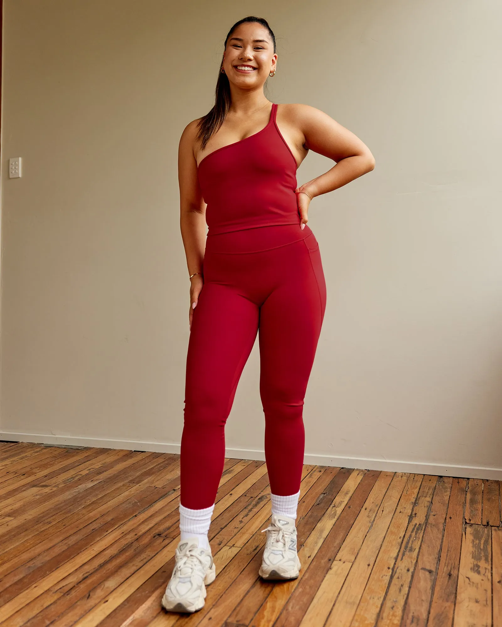 Vivid Skimmer Shelf Bra Tank - Cherry Red