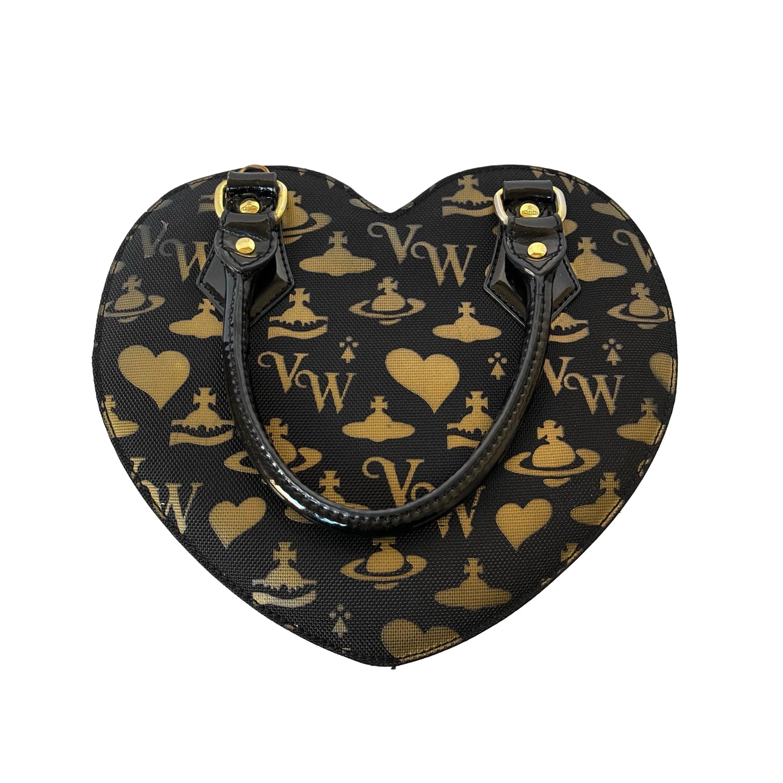 Vivienne Westwood Black All Over Print Heart Bag