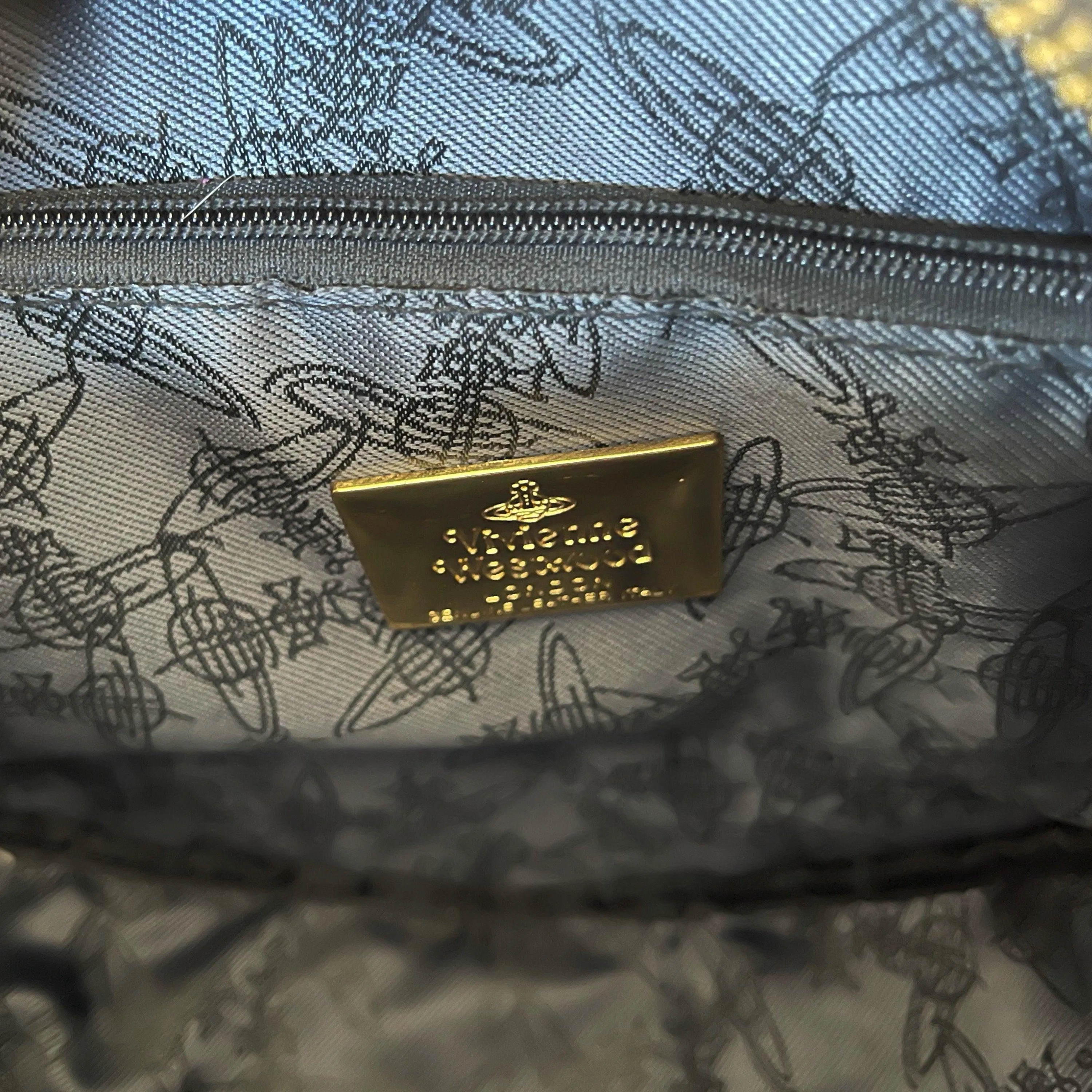 Vivienne Westwood Black All Over Print Heart Bag