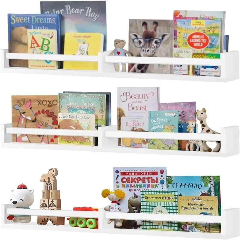Wall Bookshelves for Kids 4" d X 32" w 3.8" h White