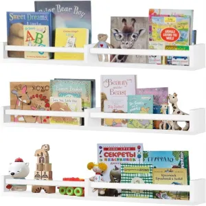 Wall Bookshelves for Kids 4" d X 32" w 3.8" h White
