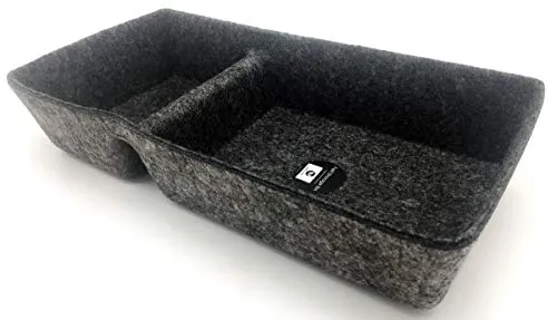 Welaxy Felt Office Drawer Organizer bin 2 Divided Storage bin (Charcoal)