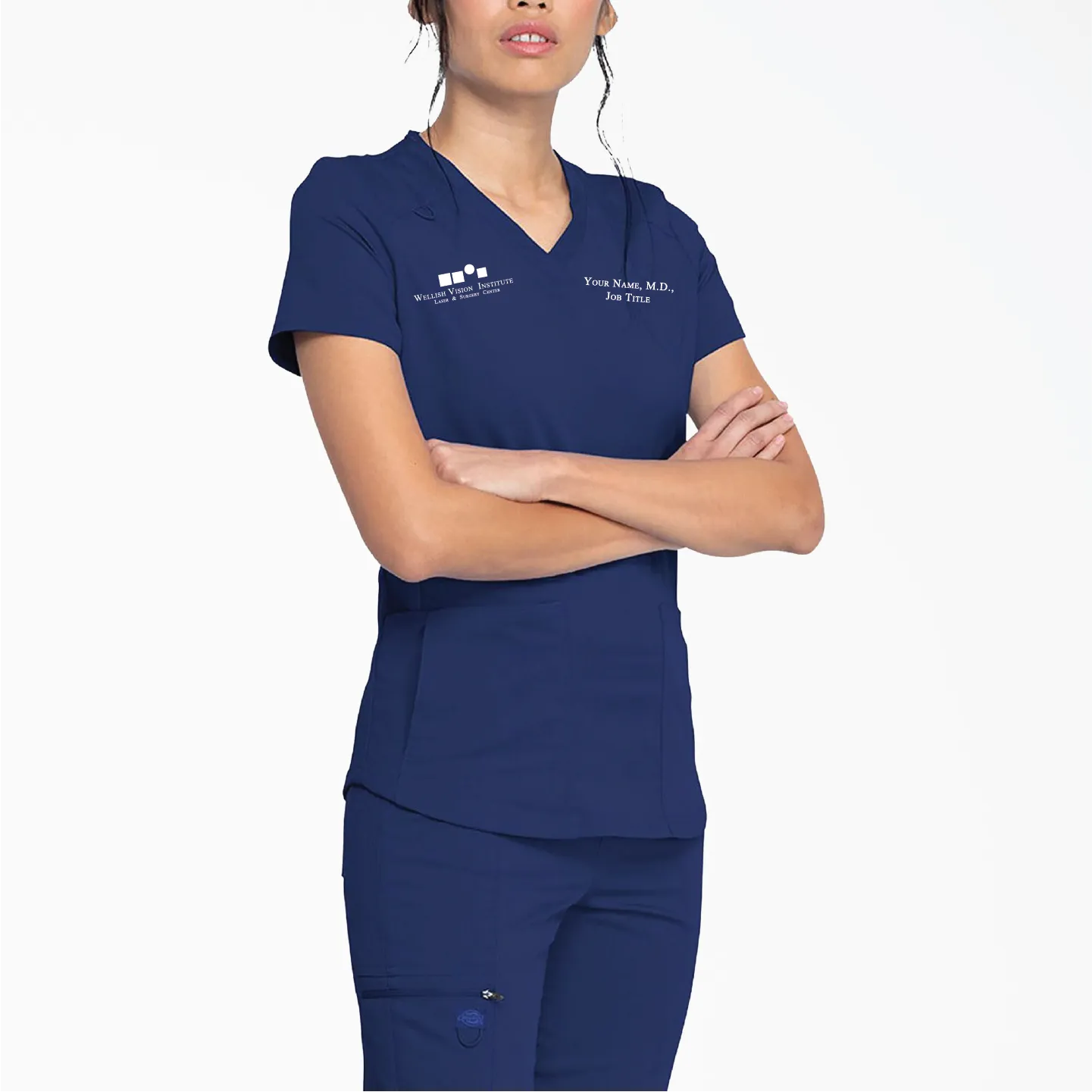 Wellish - Women's Balance V-Neck Scrub Top with Zip Pocket