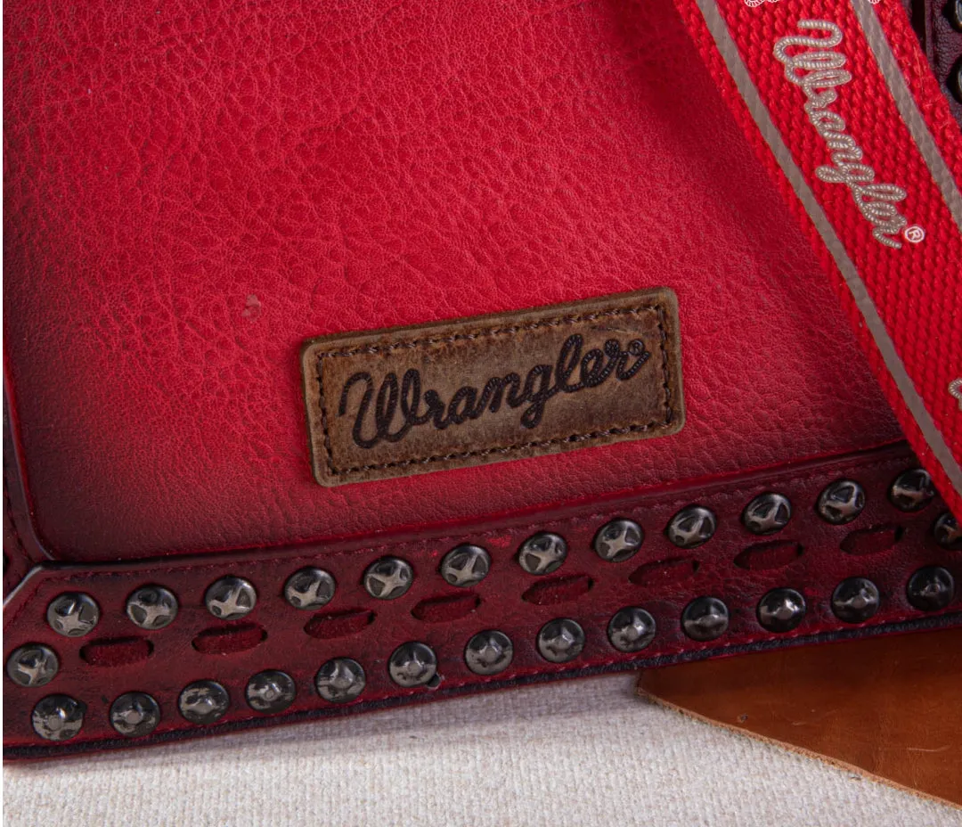 WG65-2004S Wrangler Rivets Studded Wristlet/ Crossbody - Red