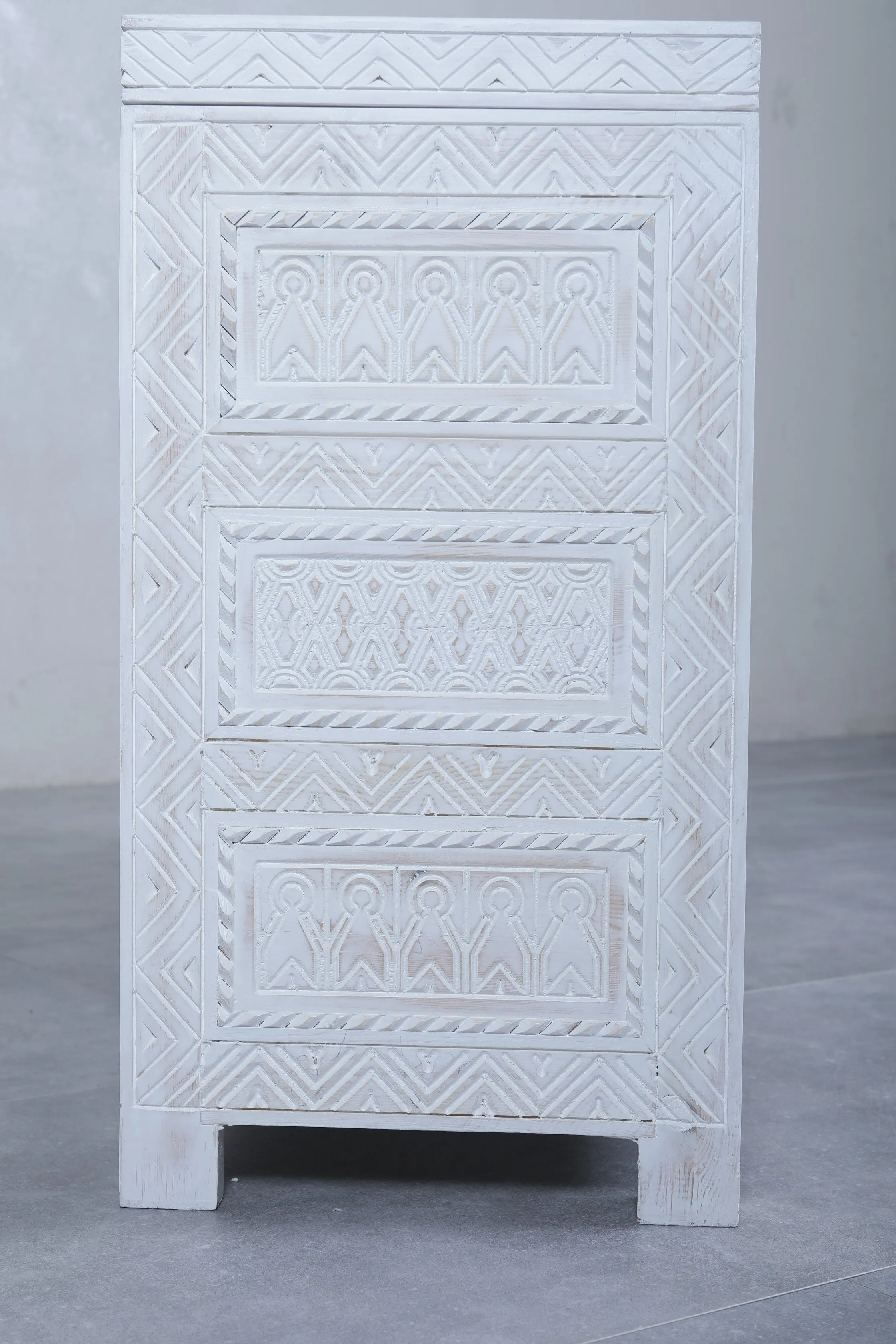 White Custom Moroccan trunk - Handmade Berber Wooden trunk