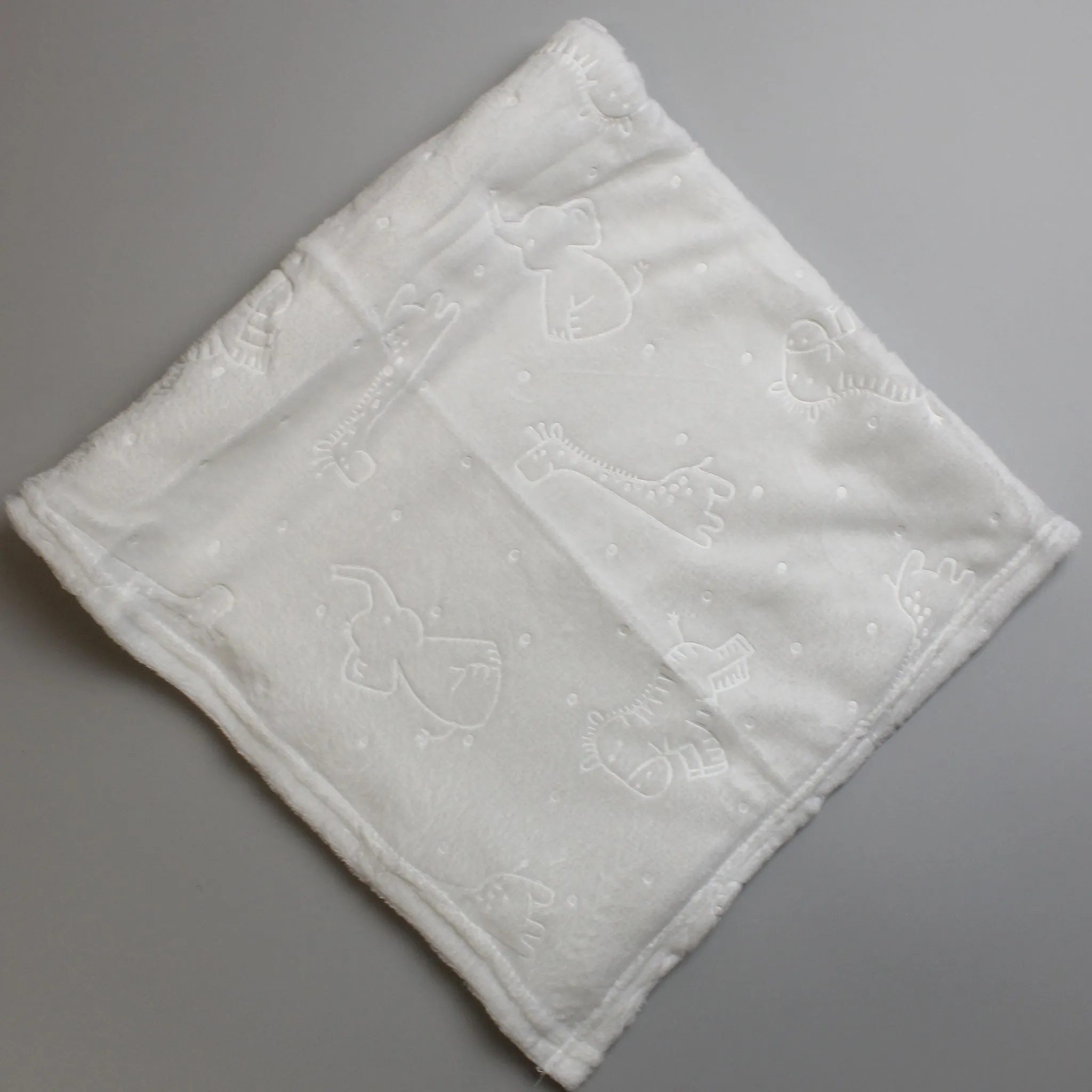 White Embossed Jungle Animal Baby Blanket