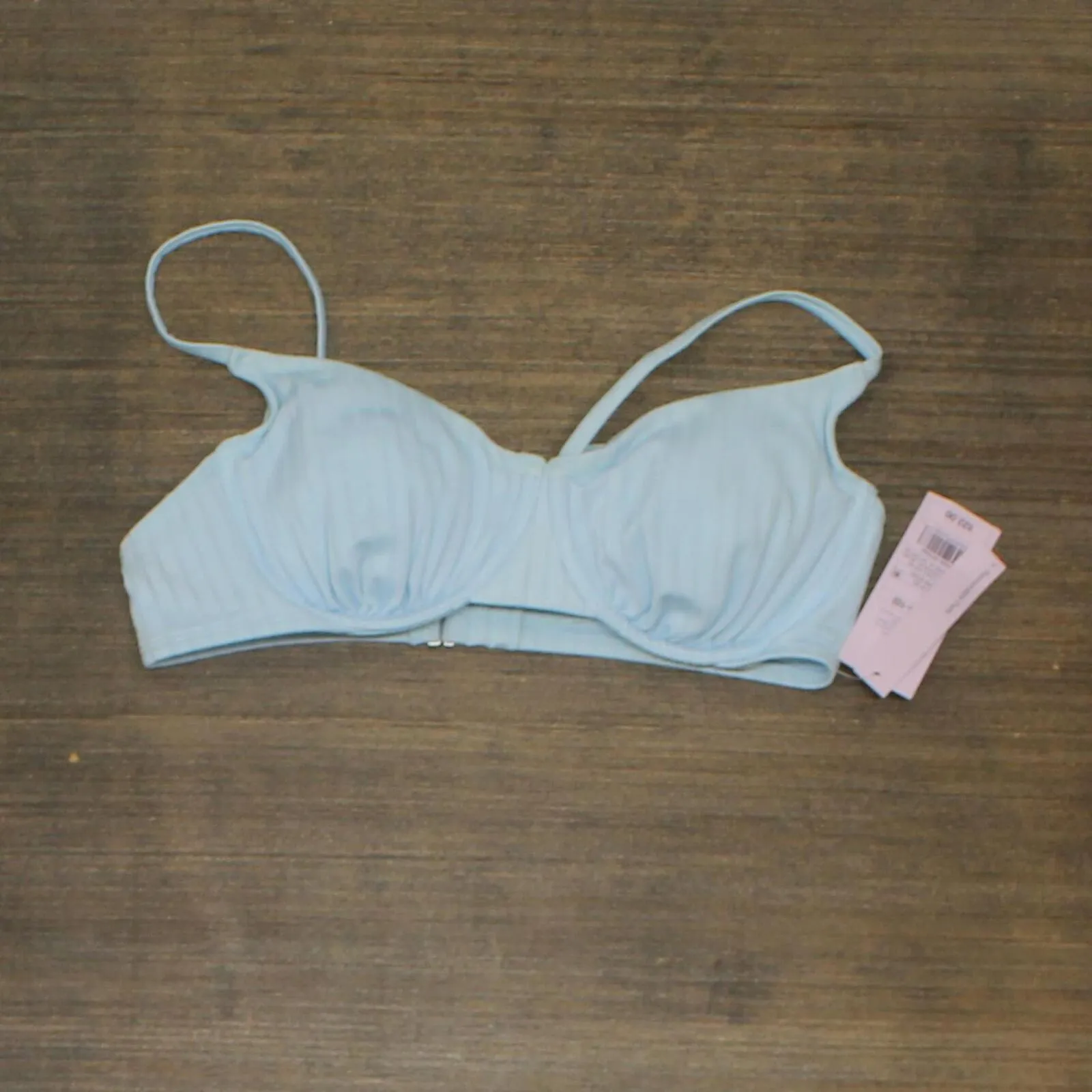 Wild Fable Womens Ribbed Underwire Bralette Bikini Top PID-X272XG Light Blue M